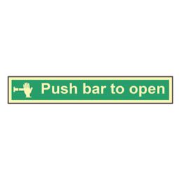 Essentials  Photoluminescent "Push Bar To Open" Sign 100mm x 600mm