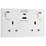 British General 800 Series 13A 2-Gang SP Switched Socket + 3A 30W 2-Outlet Type A & C USB Charger White