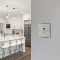 British General Nexus Metal 20A 16AX 1-Gang 2-Way Light Switch  Brushed Steel