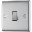 British General Nexus Metal 20A 16AX 1-Gang 2-Way Light Switch  Brushed Steel