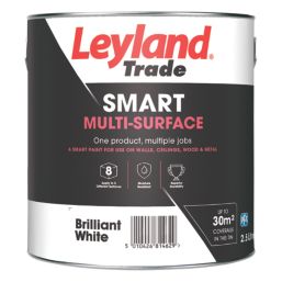 Leyland Trade 2.5Ltr Brilliant White Eggshell Emulsion Multi Surface Paint