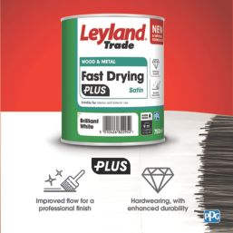 Leyland Trade 0.75Ltr Brilliant White Satin Water-Based Trim Paint