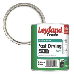 Leyland Trade 0.75Ltr Brilliant White Satin Water-Based Trim Paint