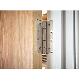 Smith & Locke  Satin Stainless Steel Grade 13 Fire Rated Ball Bearing Square Hinges 102mm x 76mm 2 Pack