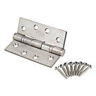 Smith & Locke  Satin Stainless Steel Grade 13 Fire Rated Ball Bearing Square Hinges 102x76mm 2 Pack