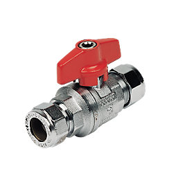Pegler PB300T Compression Full Bore 15mm Tee Ball Valve with Red Handle