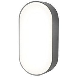 LAP  Outdoor Oval LED Bulkhead with Grid Black 16W 1000lm