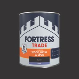 Fortress Trade 750ml Black Satin Emulsion Multi-Surface Paint