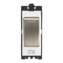 Contactum  10AX 2-Way Modular Light Switch Brushed Steel with White Inserts