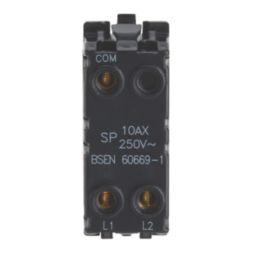 Contactum  10AX 2-Way Modular Light Switch Brushed Steel with White Inserts