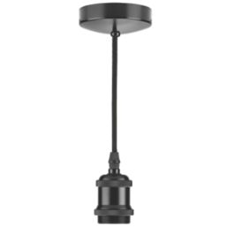 Knightsbridge Vintage 6" Pendant Set Light Fitting E27 Matt Black 3 1/2"