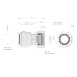 JG Speedfit  Plastic Push-Fit Straight Tap Connectors 15mm x 1/2" 2 Pack