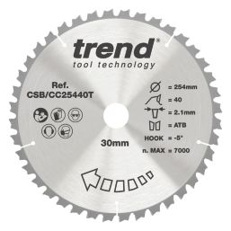 Trend  Wood/Chipboard/MDF Mitre Saw Blade 254mm x 30mm 40T