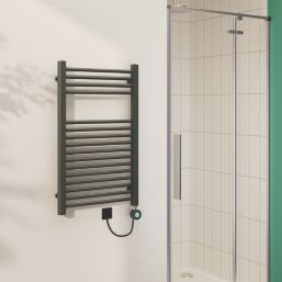 Flomasta 800mm x 500mm 853BTU Anthracite Flat Electric Towel Radiator
