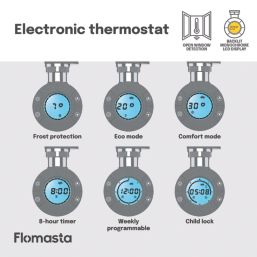Flomasta 800mm x 500mm 853BTU Anthracite Flat Electric Towel Radiator