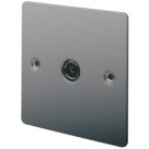 LAP  1-Gang Female Coaxial TV Socket Brushed Stainless Steel