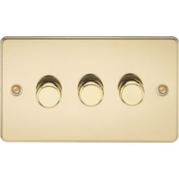 Knightsbridge  3-Gang 2-Way LED Intelligent Dimmer Switch  Polished Brass