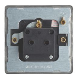 Contactum Lyric 5A 1-Gang Unswitched Round Pin Socket Brushed Steel with Black Inserts