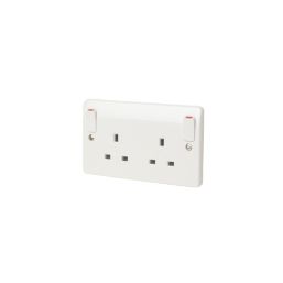 MK Logic Plus 13A 2-Gang DP Switched Plug Socket White