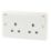 MK Logic Plus 13A 2-Gang DP Switched Plug Socket White