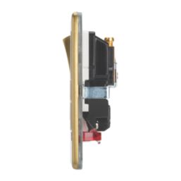Contactum Lyric 13A 1-Gang DP Switched Socket Outlet Brushed Brass with Neon with White Inserts