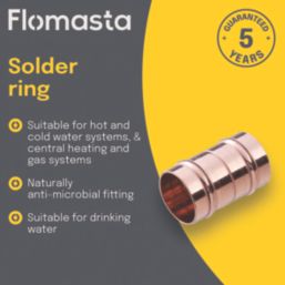 Flomasta  Copper Solder Ring Equal Couplers 8mm 2 Pack