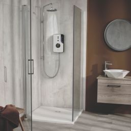 Triton ENlight White / Chrome 9.5kW Thermostatic Overhead Shower with UNIQ Kit