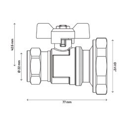 Flomasta Lever Operated Pump Valve 22mm x 1 1/2"