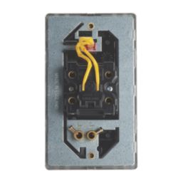 Contactum Lyric 45A 1-Gang DP Control Switch Brushed Steel with Neon with Black Inserts