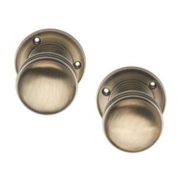 Designer Levers Ringed Mortice Door Knob Pair Antique Brass 64mm