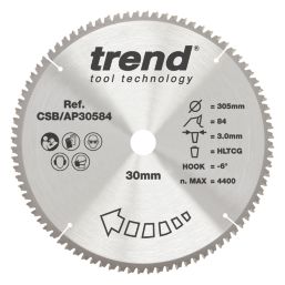 Trend CSB/AP30584 Aluminium/Plastic Circular Saw Blade 305mm x 30mm 84T
