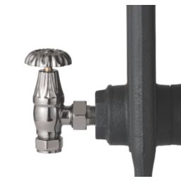 Arroll UK-10 15mm x 1/2" Black Nickel Angled & L/S Traditional Manual Radiator Valve & Lockshield