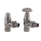 Arroll UK-10 15mm x 1/2" Black Nickel Angled & L/S Traditional Manual Radiator Valve & Lockshield