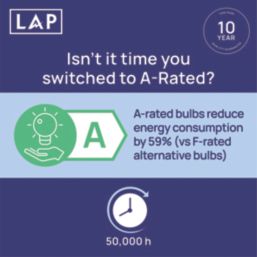 LAP  B22 A60 LED Light Bulb Milky 806lm 3.8W 2 Pack