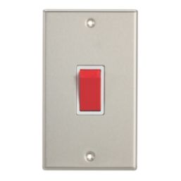 Contactum iConic 45A 1-Gang DP Control Switch Brushed Steel  with White Inserts