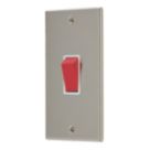 Contactum iConic 45A 1-Gang DP Control Switch Brushed Steel  with White Inserts