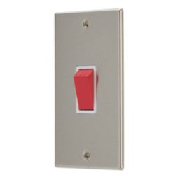 Contactum iConic 45A 1-Gang DP Control Switch Brushed Steel  with White Inserts