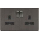 Knightsbridge  13A 2-Gang DP Switched Double Socket Smoked Bronze  with Black Inserts