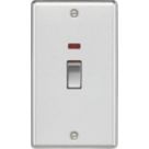 Knightsbridge  45A 2-Gang DP Control Switch Brushed Chrome with LED