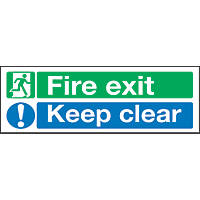 Non Photoluminescent "Fire Exit Keep Clear" Sign 150 x 450mm