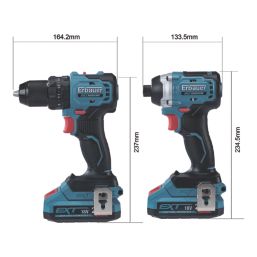 Erbauer  18V 2 x 2.0Ah Li-Ion EXT Brushless Cordless Combi Drill & Impact Driver Twin Pack