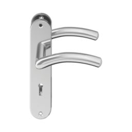Cooke & Lewis Bourne Lever on Backplate Lockable Handle Pair Polished Chrome