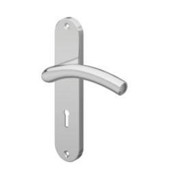 Cooke & Lewis Bourne Lever on Backplate Lockable Handle Pair Polished Chrome