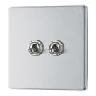 LAP  20A 16AX 2-Gang 2-Way Toggle Switch  Brushed Stainless Steel