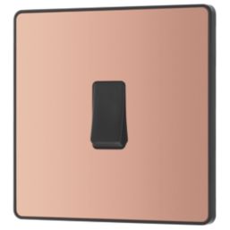 British General Evolve 20A 16AX 1-Gang Intermediate Light Switch Copper with Black Inserts