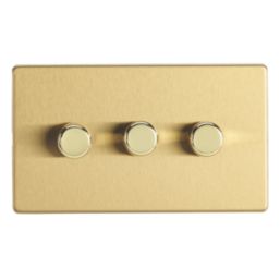 Contactum Lyric 3-Gang 2-Way LED Dimmer Switch  Brushed Brass