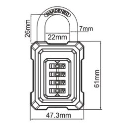 Smith & Locke   Closed Shackle Combination  Padlock Black 50mm