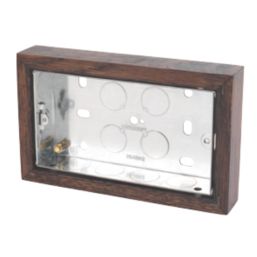 Varilight  2-Gang Surface Pattress Dark Oak Double Wall Box 25mm