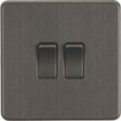 Knightsbridge  10AX 2-Gang 2-Way Light Switch  Smoked Bronze