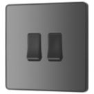 British General Evolve 20A 16AX 2-Gang 2-Way Light Switch  Black Chrome